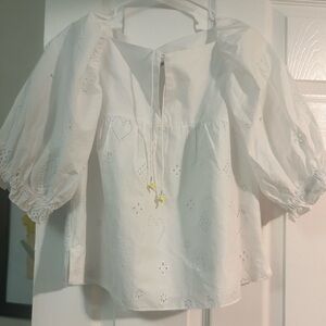 Elegant White Eyelet Blouse